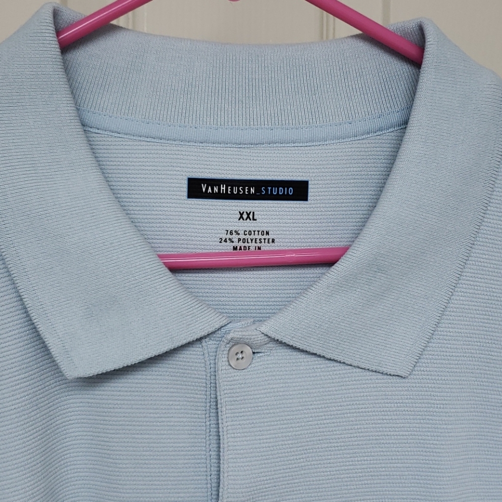 Van Heusen Studio Mens Short Sleeve Collar Shirt - Picture 2 of 3